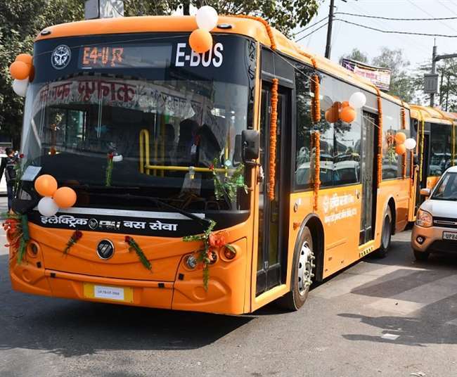 prayagraj to lucknow electric bus seva starts in night ticket price time and all detailss