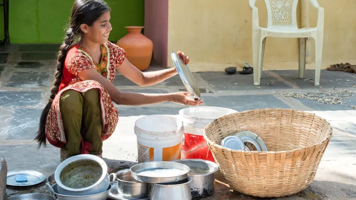 why were utensils washed outside home in earlier times