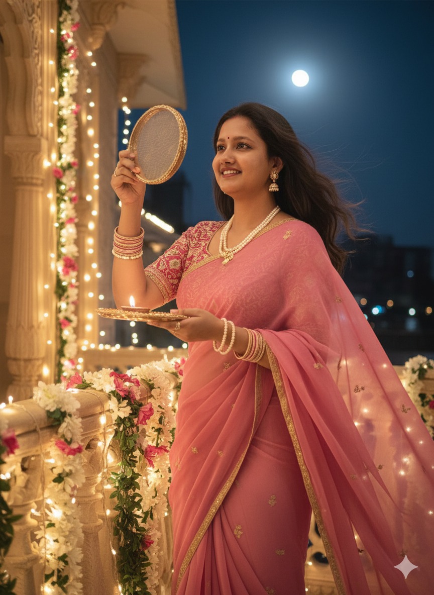 karwa chauth saree look ai prompts