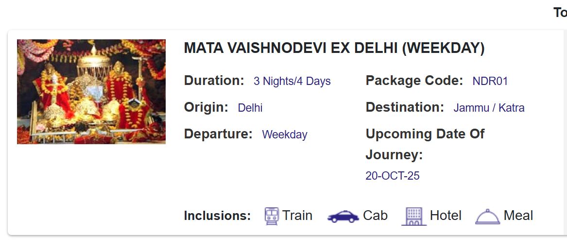 irctc tour packages under rs 11000 only for diwali celebration1