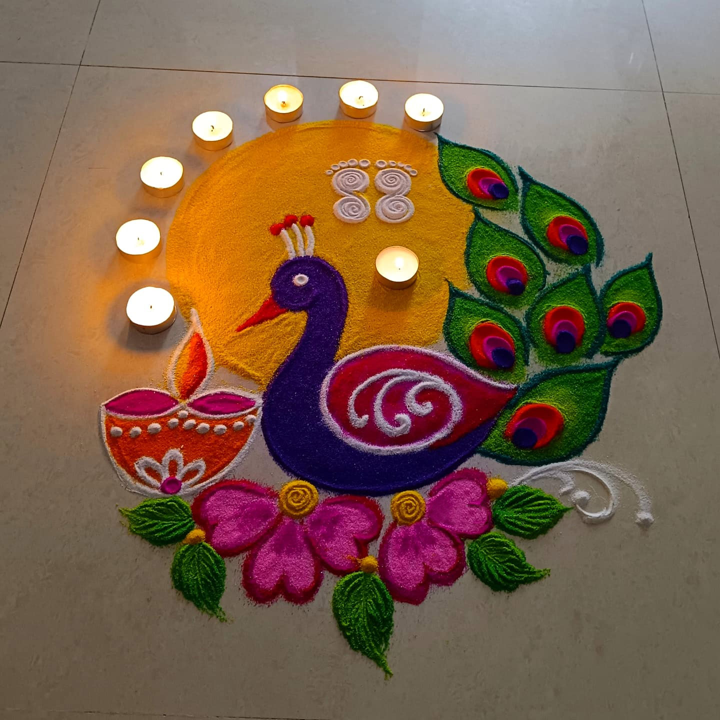 Lakshmi Charan Rangoli designs