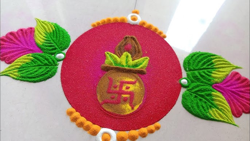 kalash rangoli designs for diwali 2025