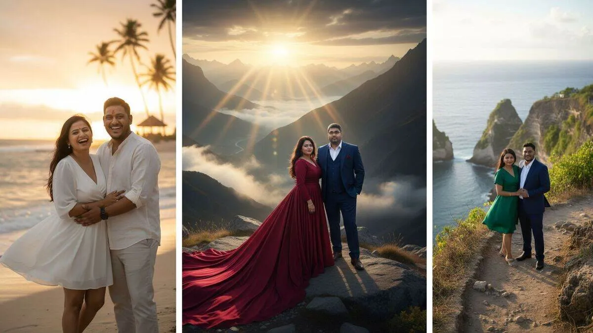 gemini ai prompt to make pre wedding photoshoot couple photo