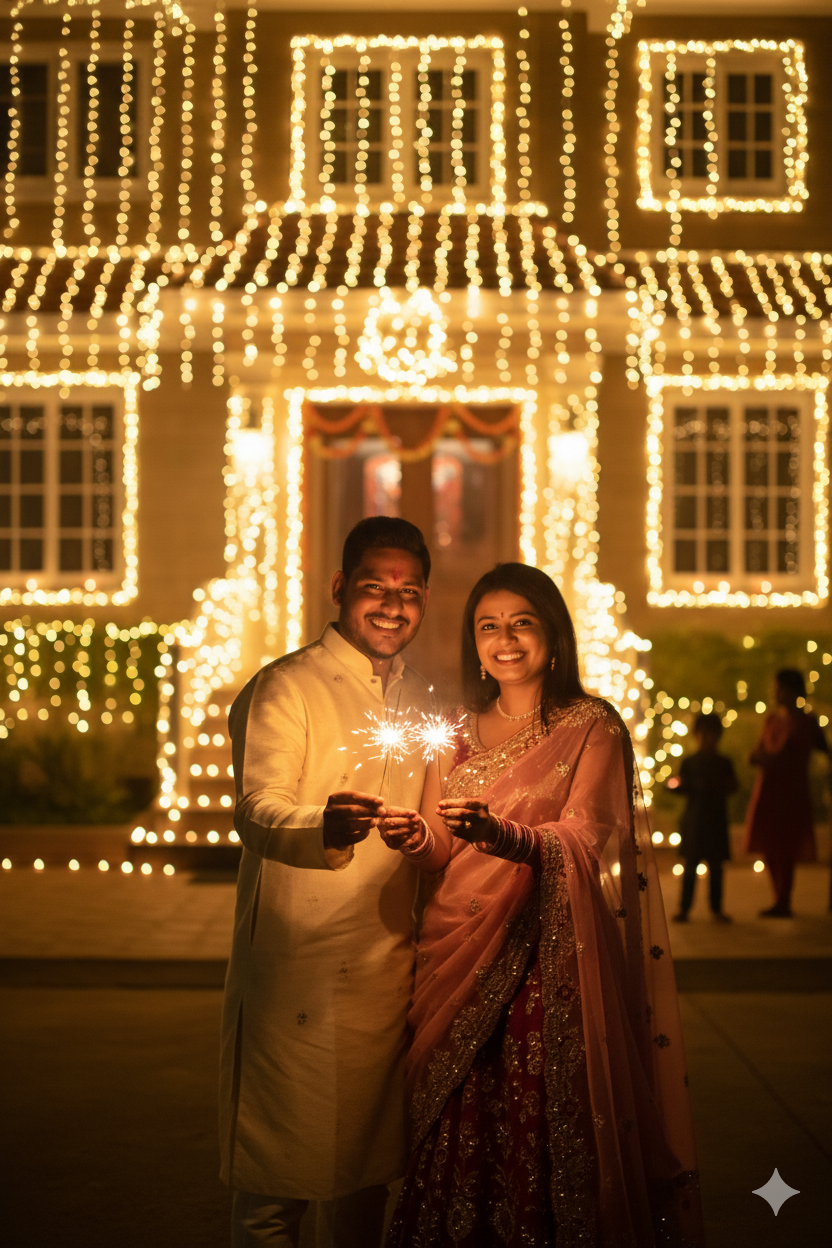 diwali couple photo prompt