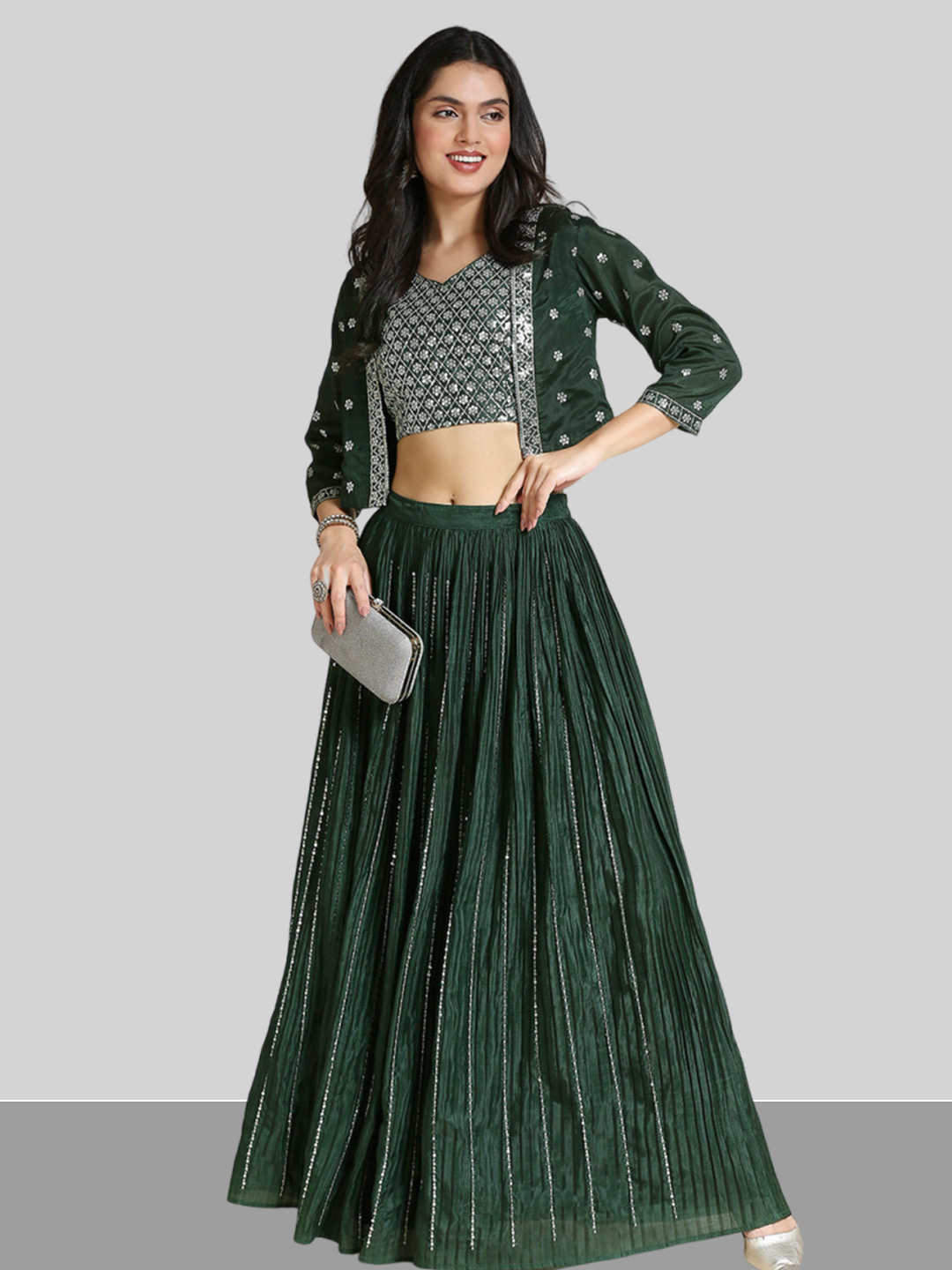 jacket lehenga look