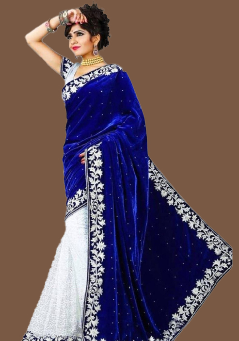 double shade velvet saree