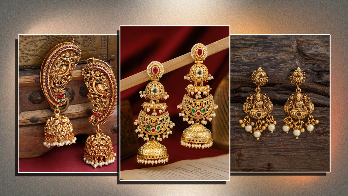 Temple Jewellery Earrings Designs: सिल्क साड़ी के साथ वियर करें टेंपल ज्वेलरी इयररिंग्स, देखें डिजाइंस