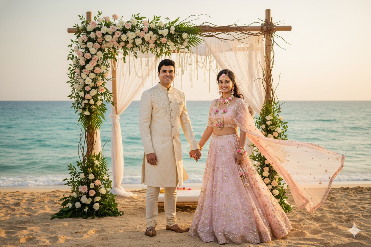 destination wedding couples ai prompt