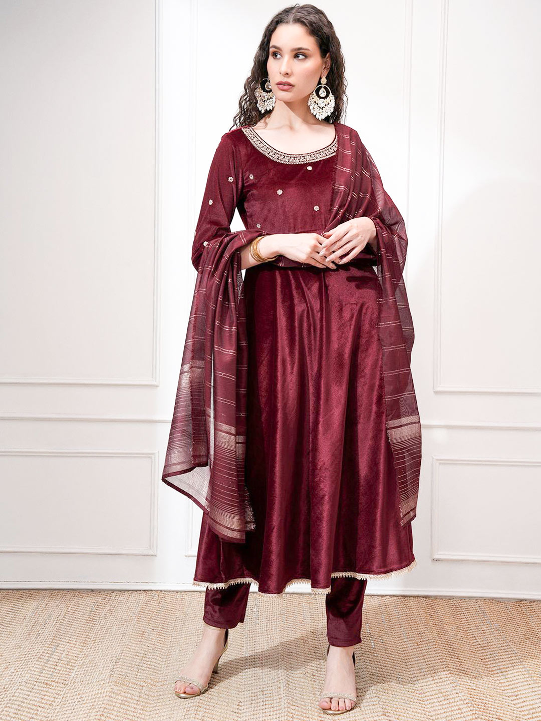 anarkali velvet suit
