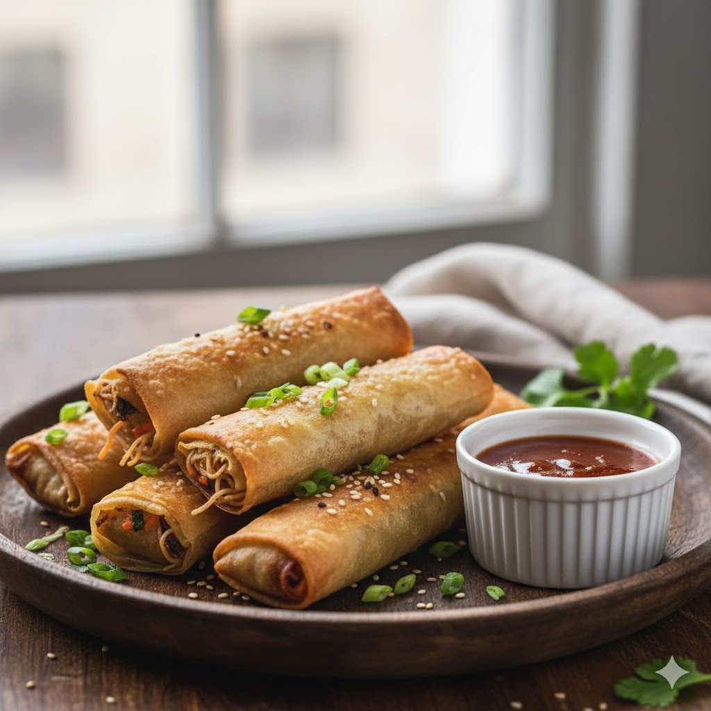 noodles spring rolls