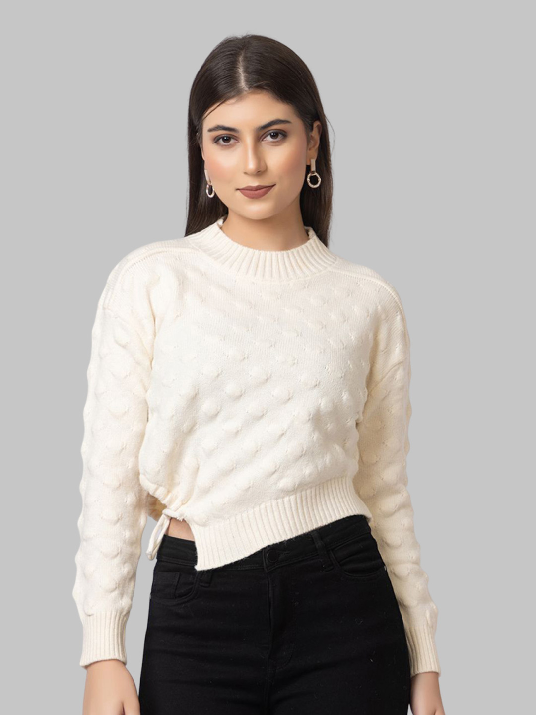 white wollen top