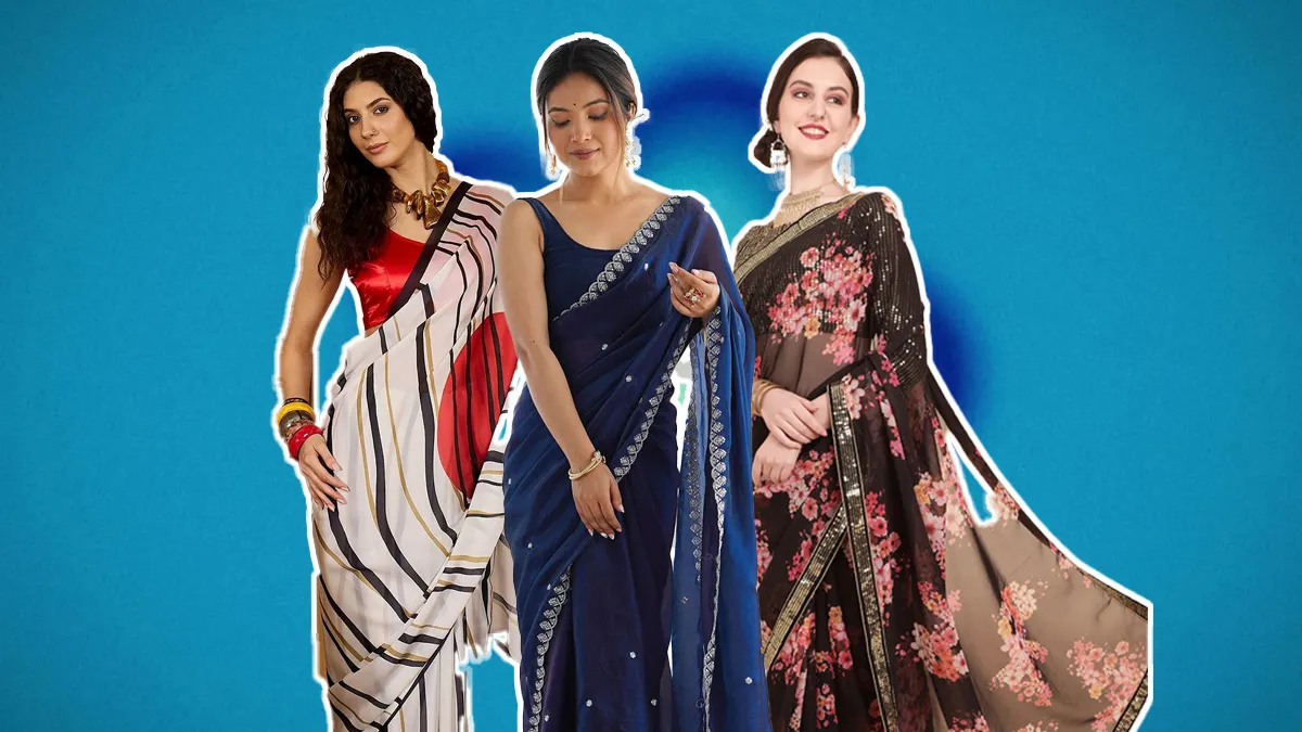 thin border saree styling