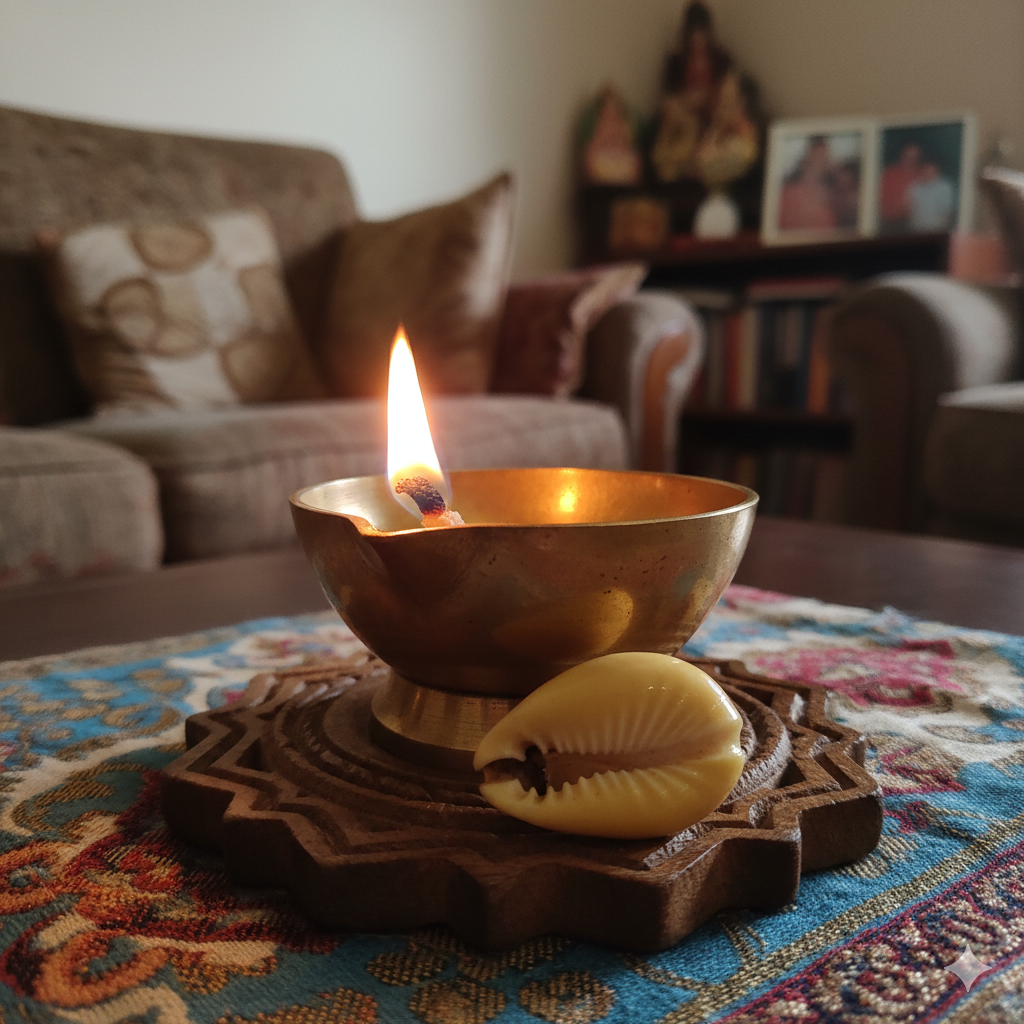 benefits of lighting lamp with cowrie on friday