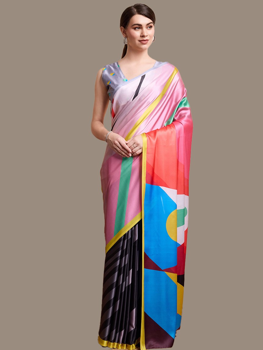 geometrical print saree