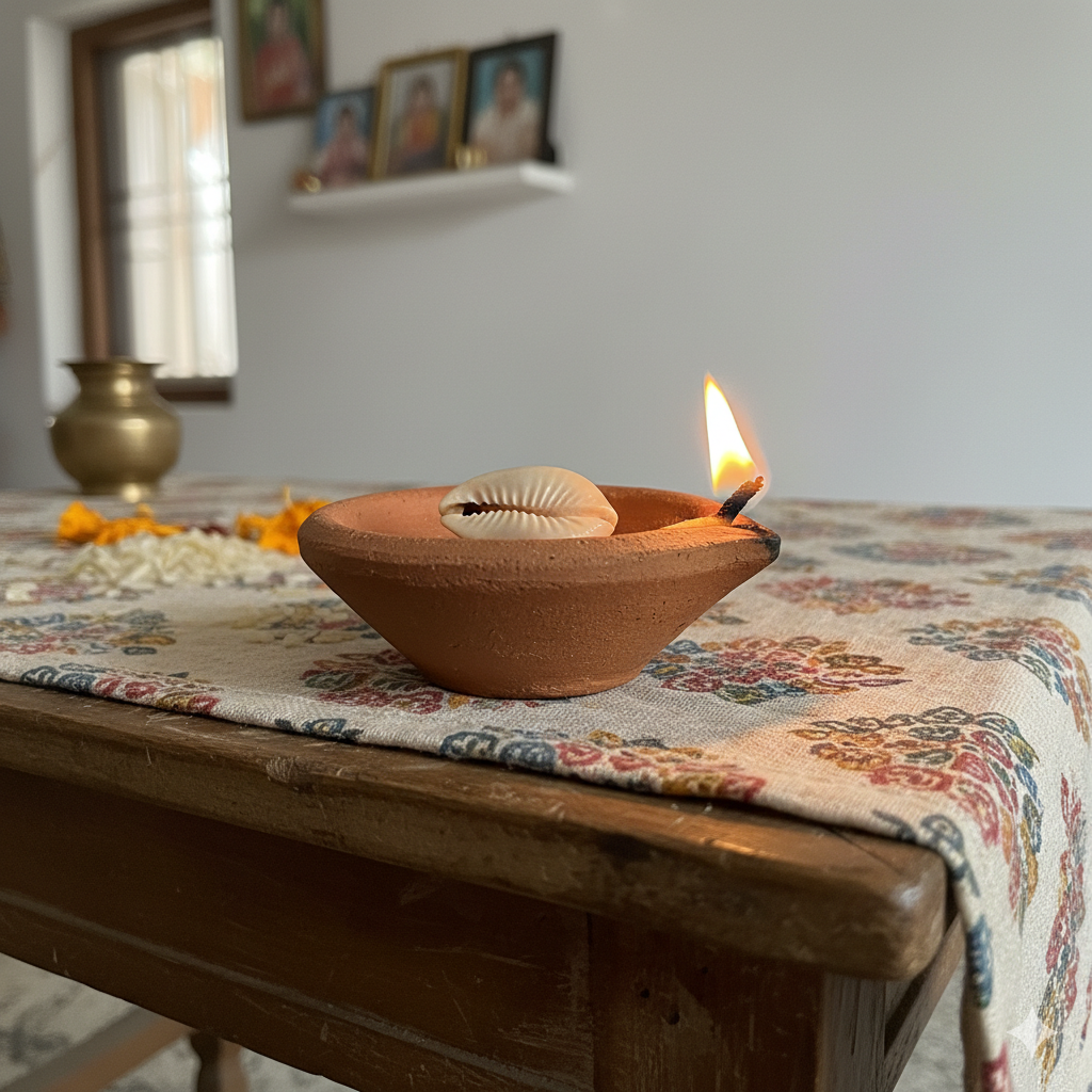 significance of lighting lamp with cowrie on friday