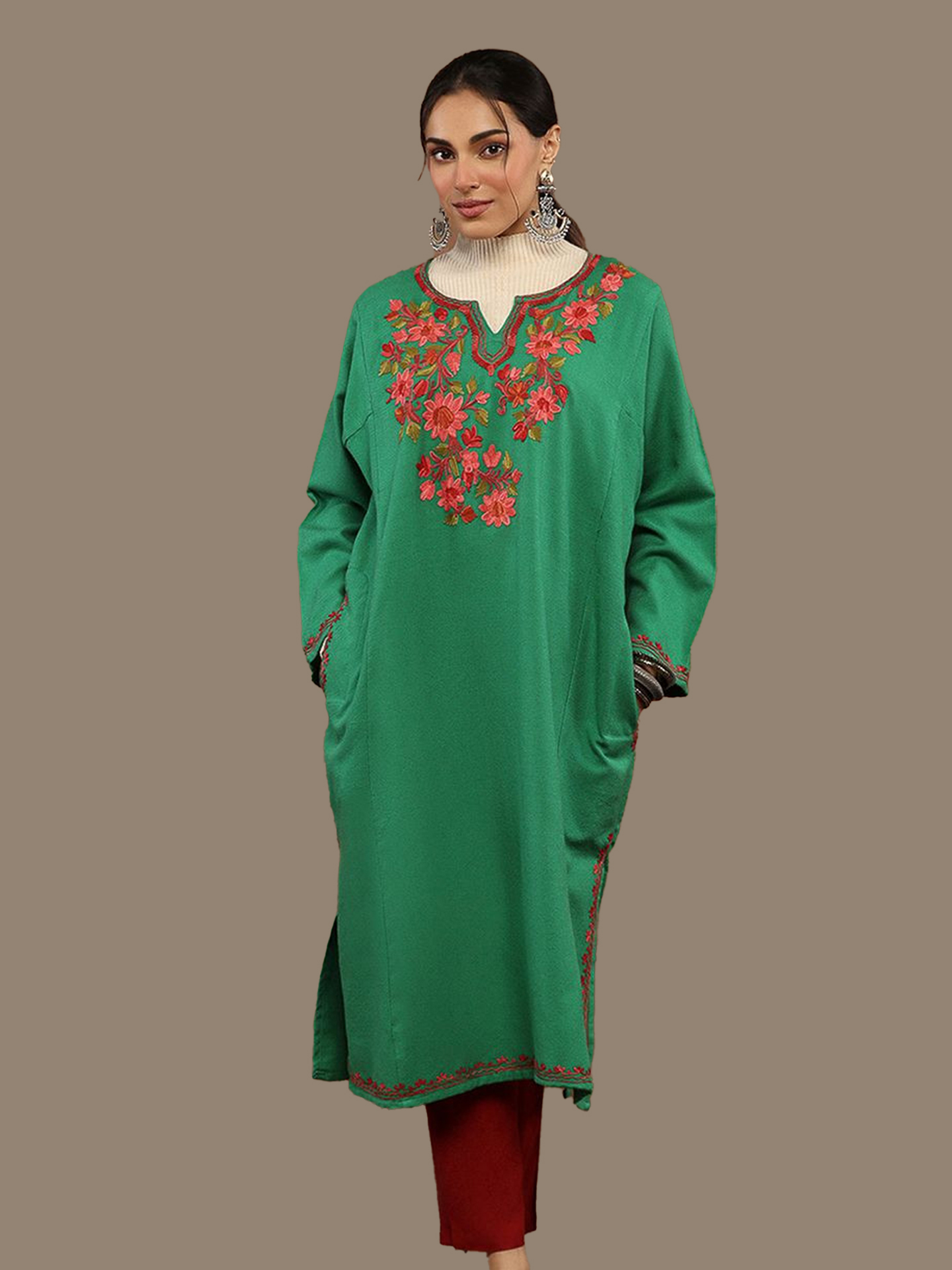 green kashmiri kurti