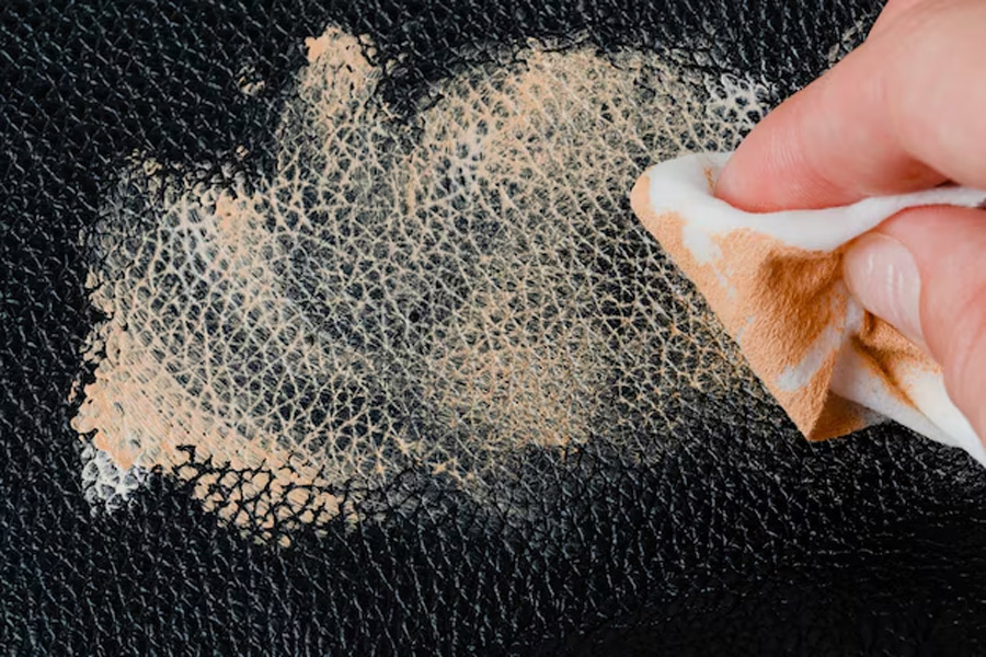 how to use paste to remove stain from leather bag