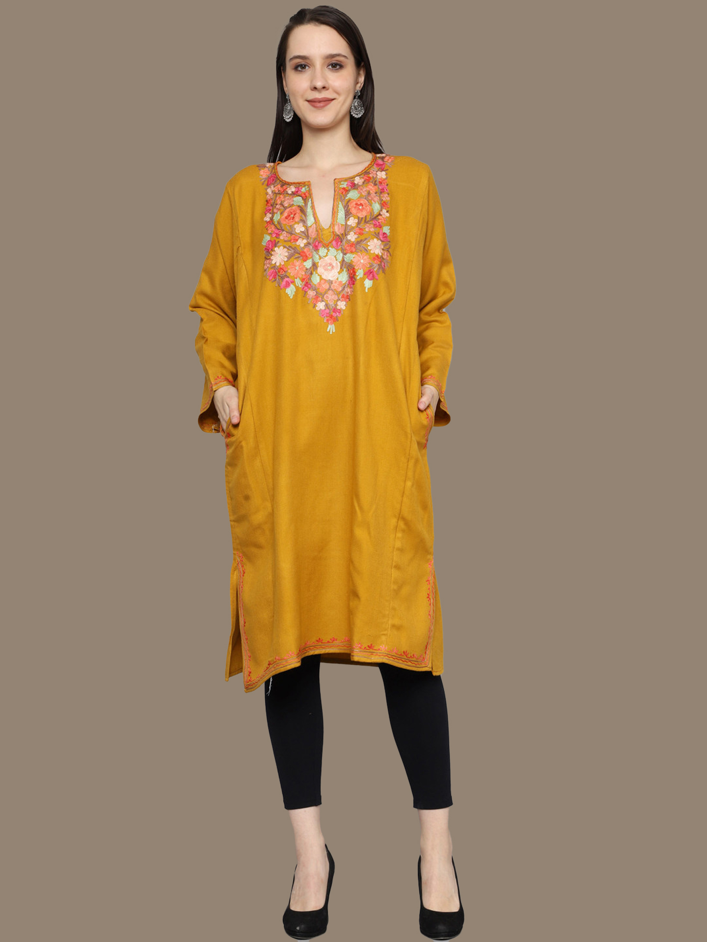 yellow kashmiri kurti