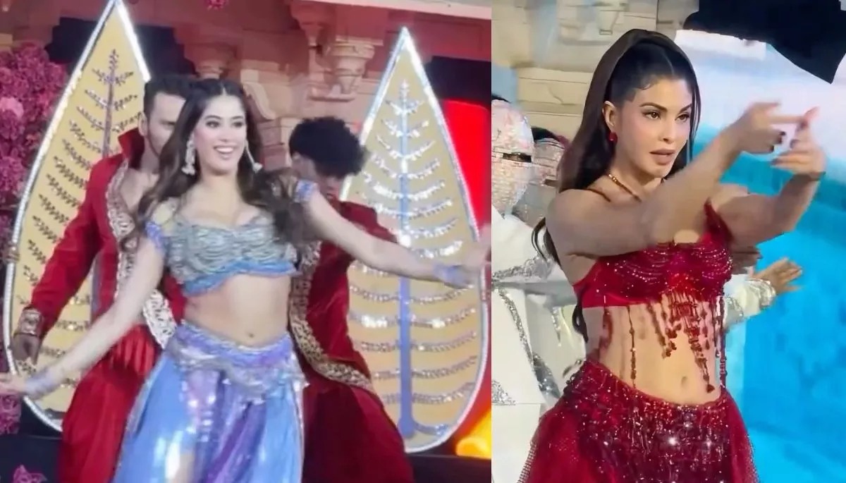 jacqueline fernandise and janhavi kapoor in in netra mantena vamsi gadiraju wedding