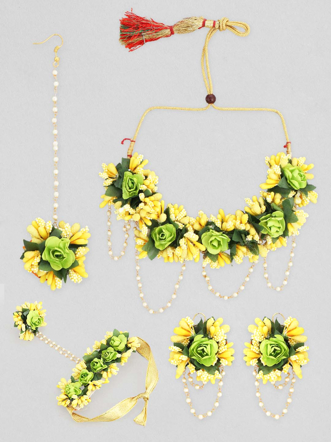 green floral jewellery