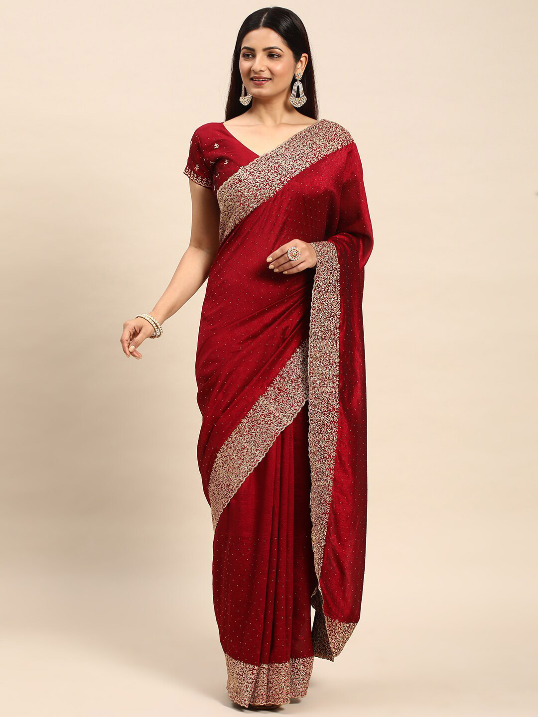 red border saree