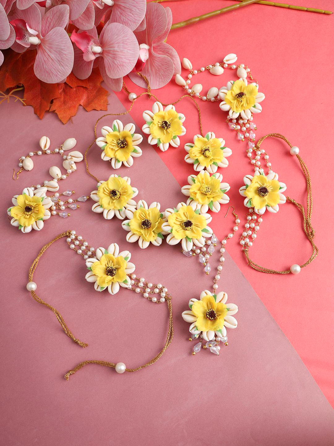 yellow floral jewellery