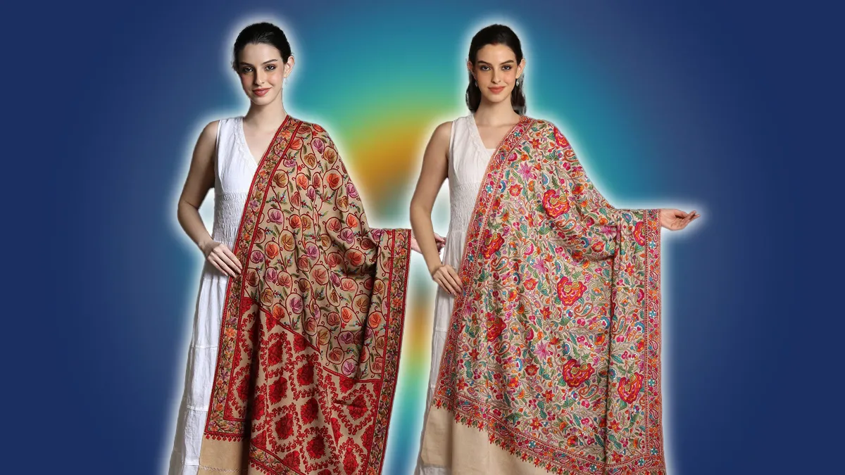 red Kashmiri shawl designs