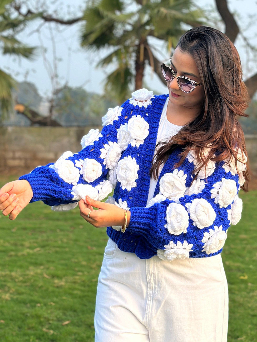 floral crosia cardigan