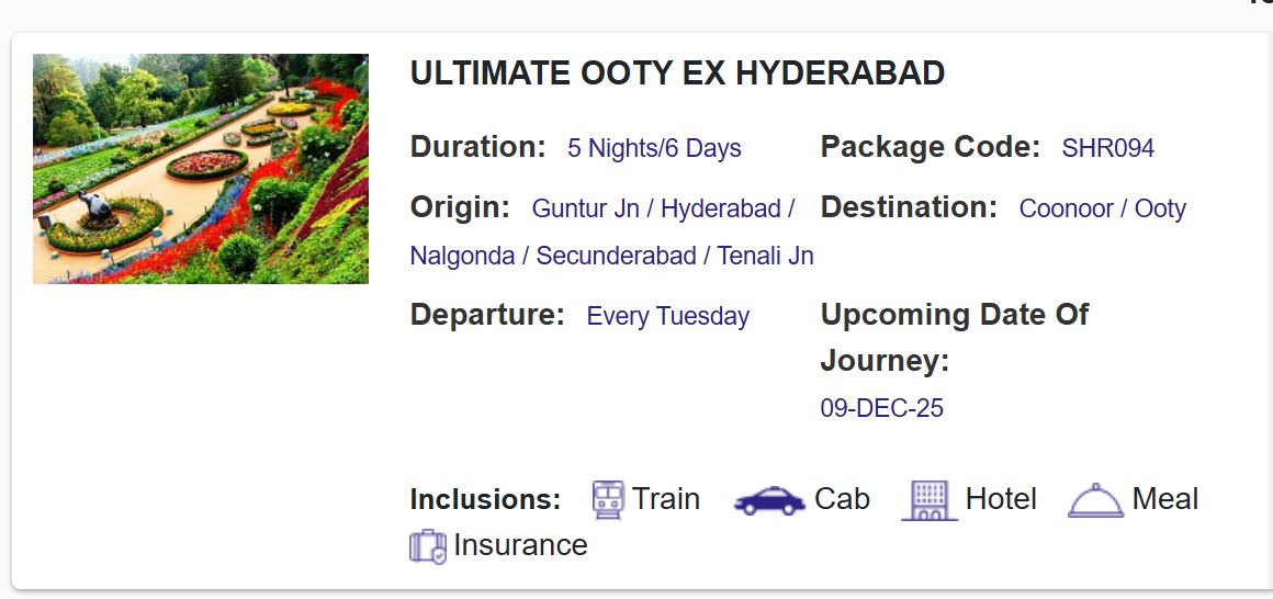 irctc honeymoon tour packages december 2025 list location and budget