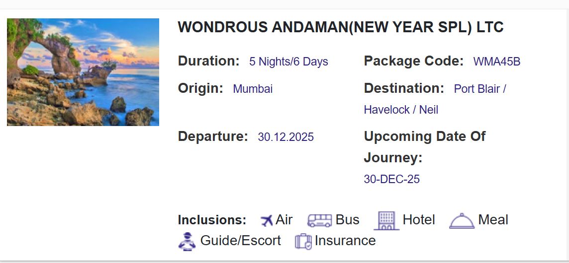 irctc new year tour package under rs 700001