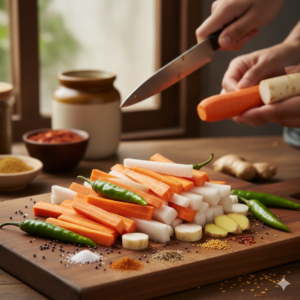 how to make gajar mooli achar