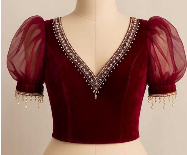 velvet blouse designs (1)