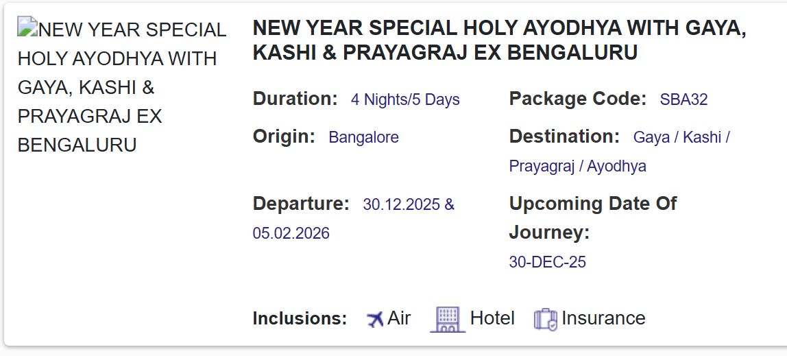 top 3 new year 2026 tour packages of indian railwaysdv