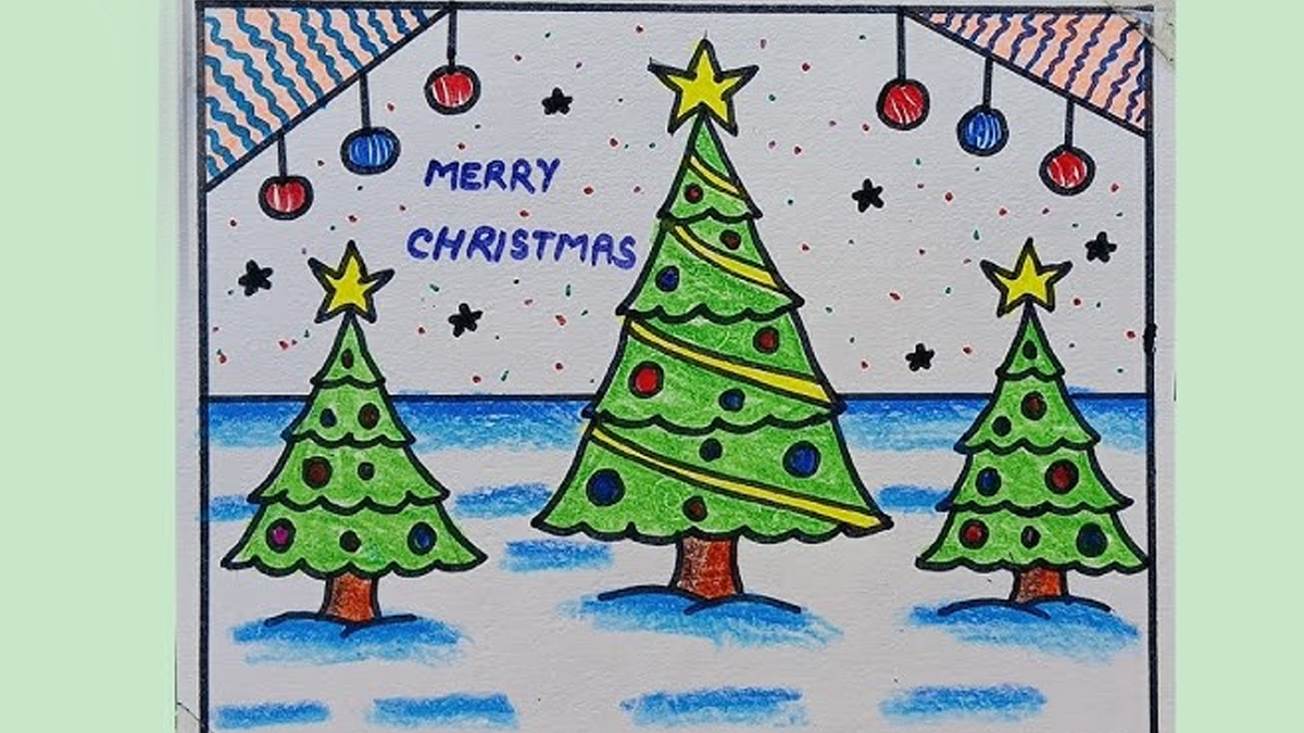 Merry Christmas 2025 Christmas Tree Drawing