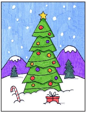 Merry Christmas 2025 Christmas Tree Drawing ideas