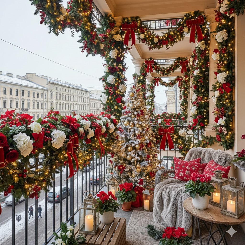 fairy lights for Christmas balcony