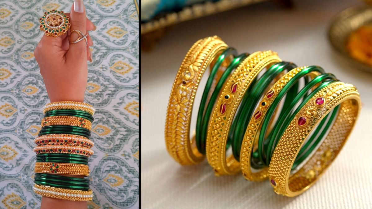 Golden Bangle Designs: सिंपल कांच की चूड़ियों को मिलेंगा डिजाइनर लुक, गोल्‍डन कंगन की लेटेस्‍ट डिजाइंस देखें