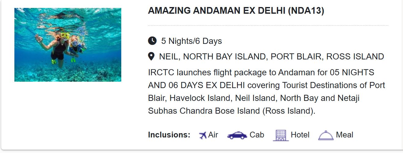 port blair neil north bay ross island irctc tour packages from delhi1