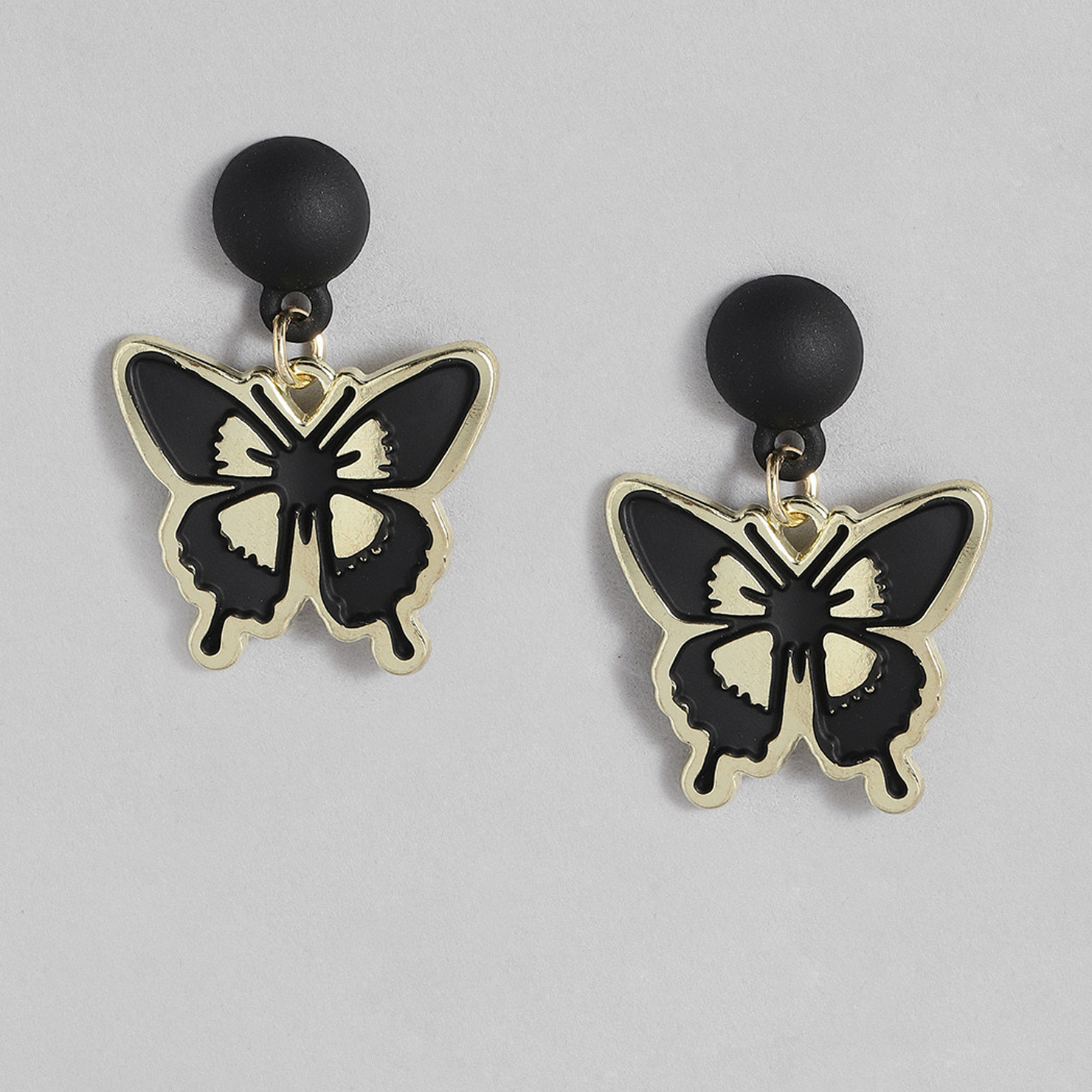 black drop butterfly earring design