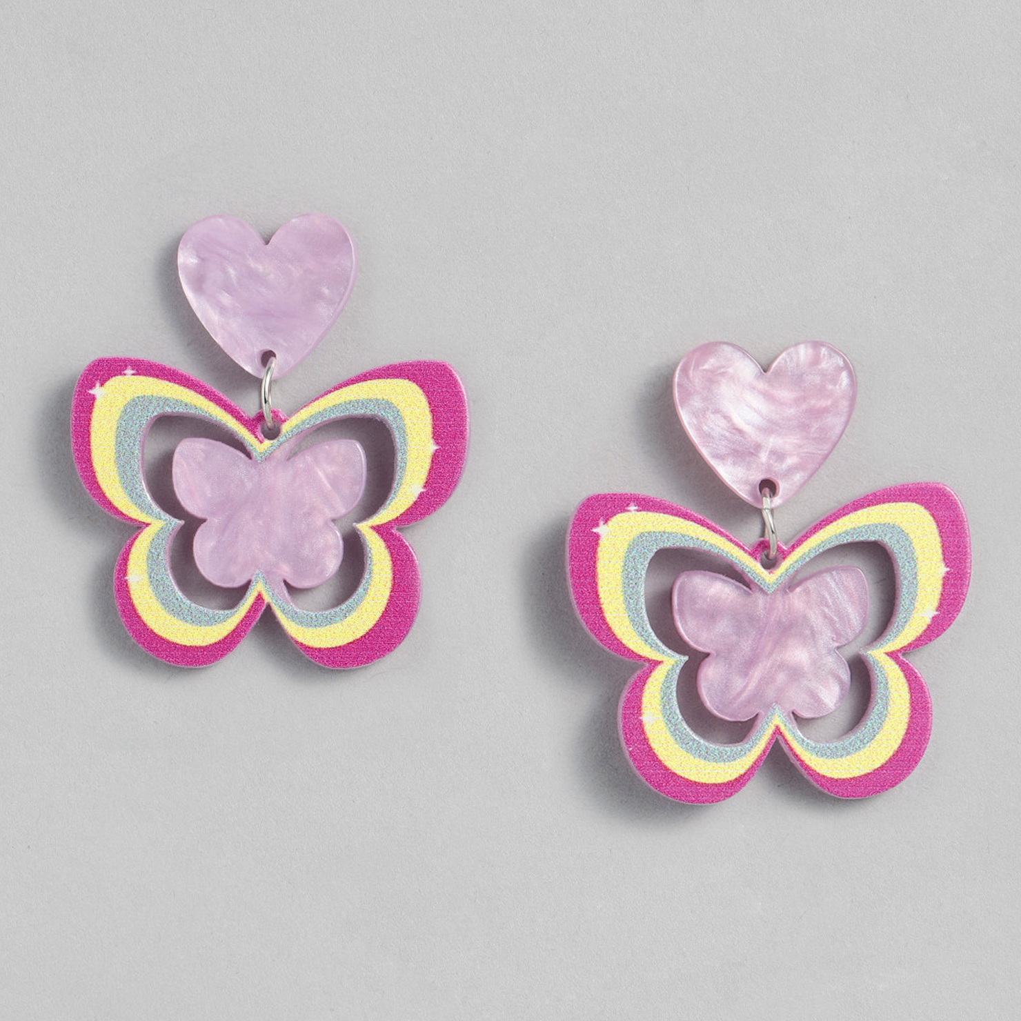 printed marble butterfly earring design