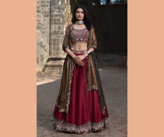 ajrakh lehnga design
