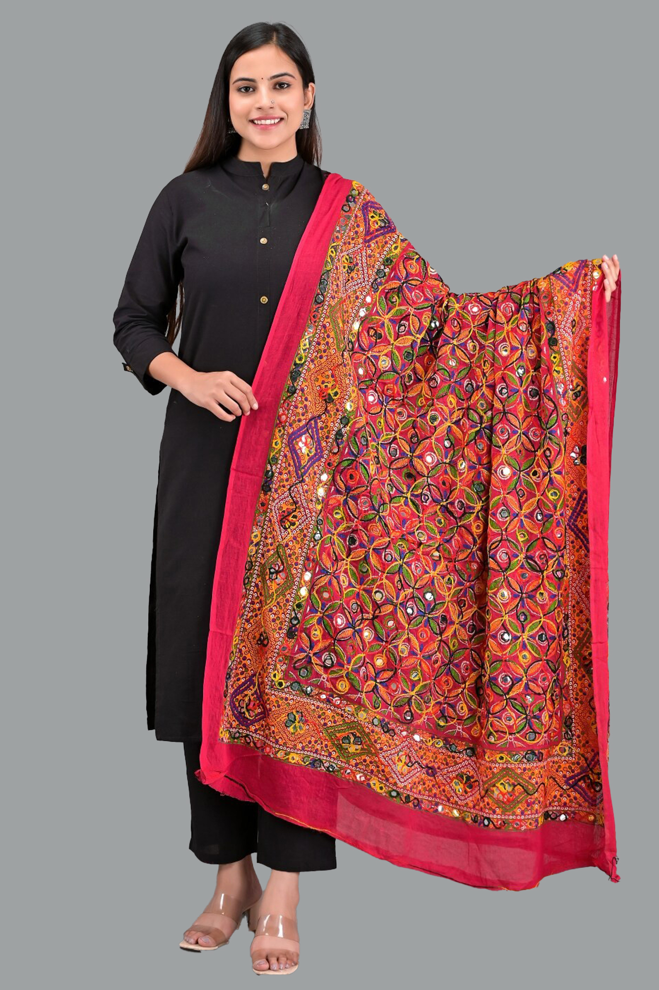 mirror work phulkari dupatta