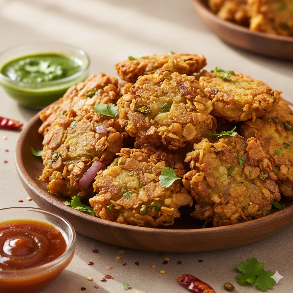 aloo poha pakori recipe