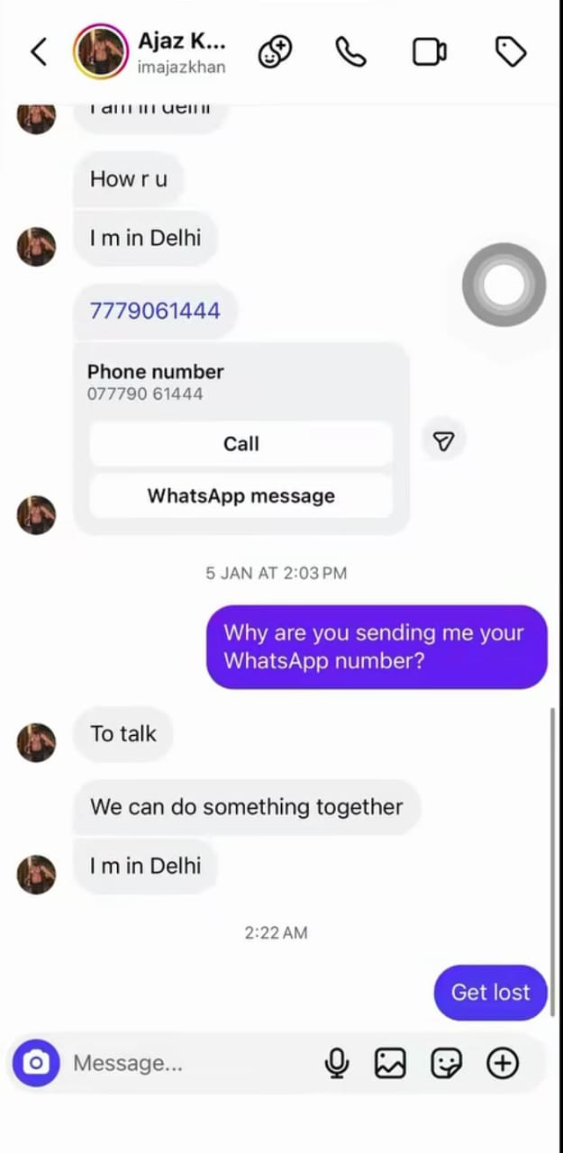 ajaz khan viral chat with influencer