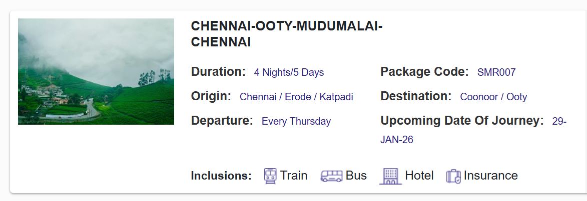 irctc ooty tour package from hyderabad lucknow and delhi know budget facility and all details 2
