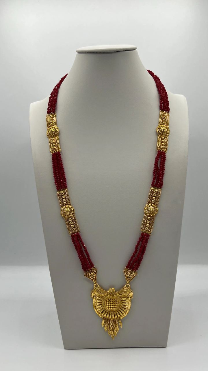 traditional pendant red beads mangalsutra