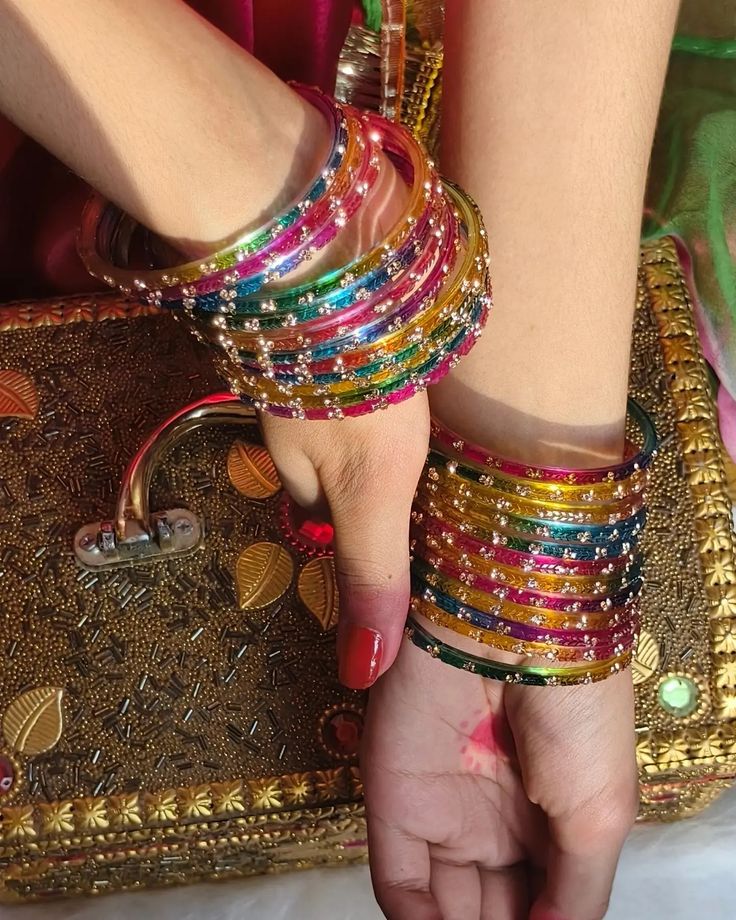 Colourful Crystal Drops Bangles