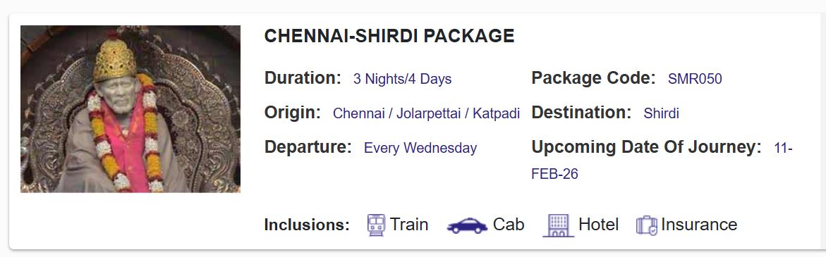 irctc shirdi tour packages under rs 4000 only in february 2026
