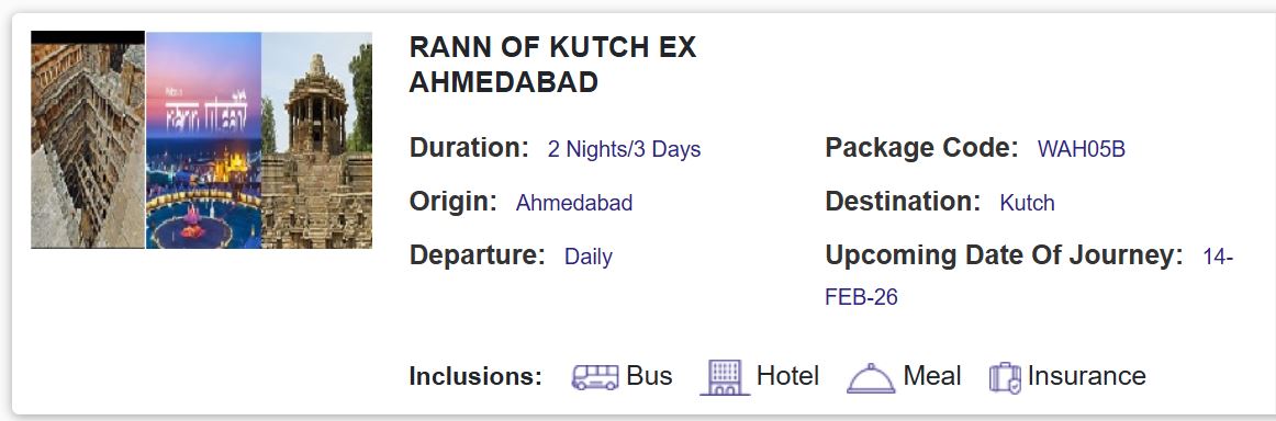 irctc gujarat kutch tour package facility budget and all details