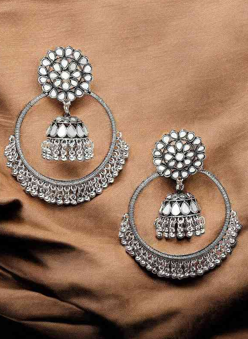 mirror work jhumki designs